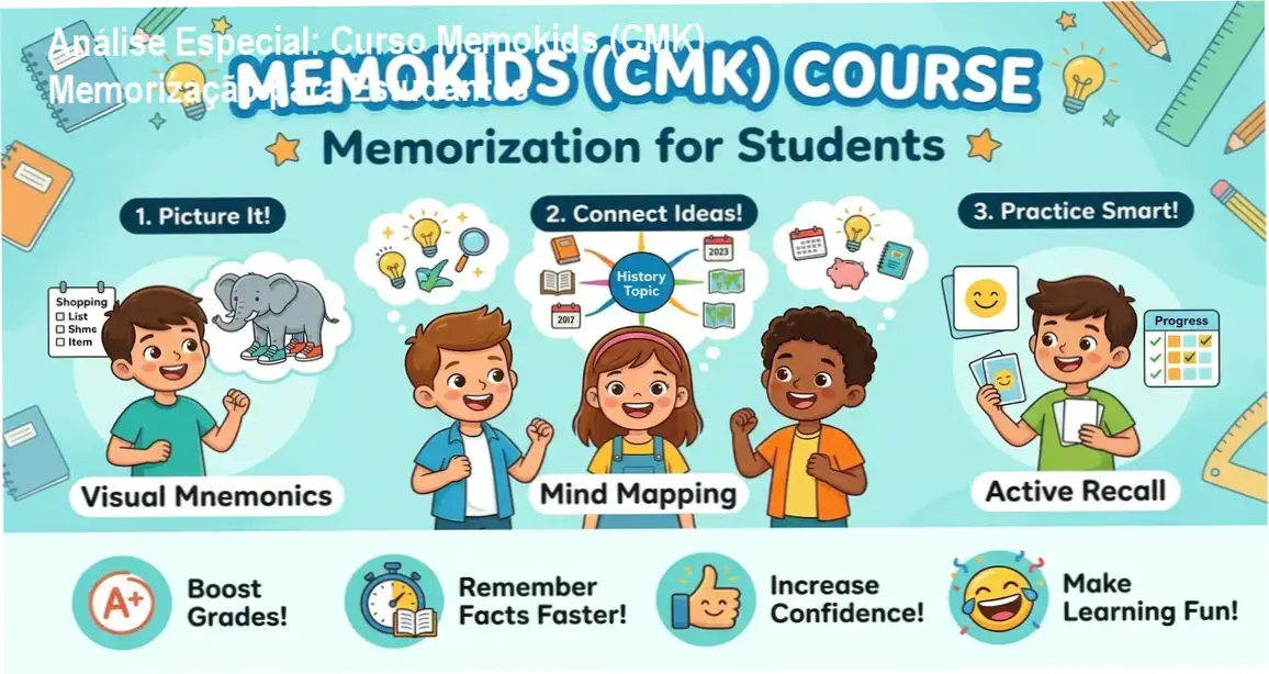 Análise Especial: Curso Memokids (CMK) Memorização para Estudantes 1 Curso de Memorização PDF Capa informativa sobre o tema Curso Memokids (CMK) Memorização para Estudantes
