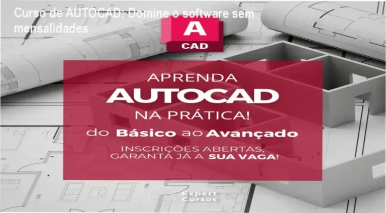 Curso de AUTOCAD: Domine o software sem mensalidades 7 Curso de Memorização PDF Tela do Curso de AutoCAD Expert mostrando aulas, projetos e blocos CAD disponíveis