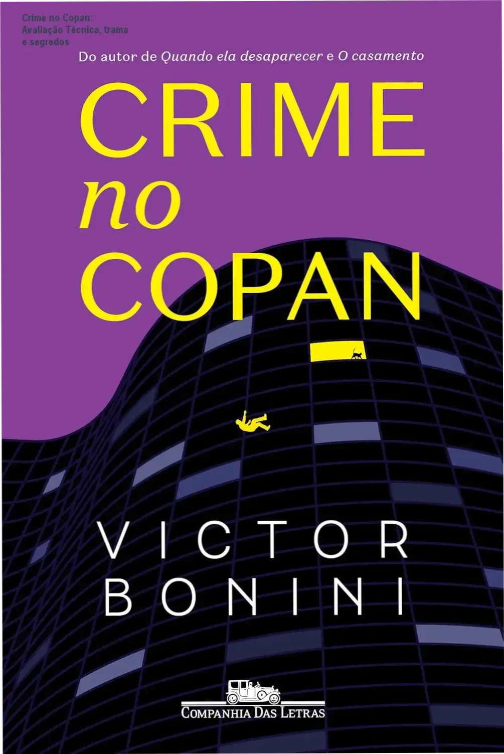 Capa do eBook Crime no Copan de Victor Bonini, destacando a atmosfera de mistério no icônico edifício São Paulo