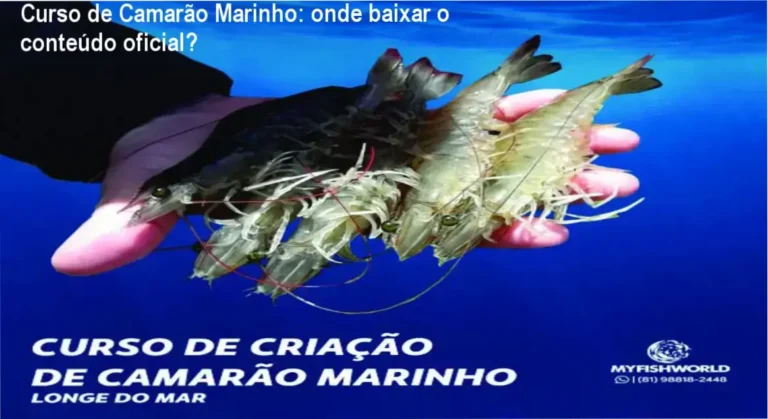 Tela do curso online de criação de camarão marinho mostrando módulo de acesso ao conteúdo