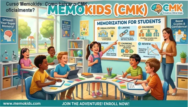 Curso Memokids: Como baixar o CMK oficialmente? 1 Curso de Memorização PDF Imagem mostrando a página de download oficial do Curso Memokids (CMK) para estudantes