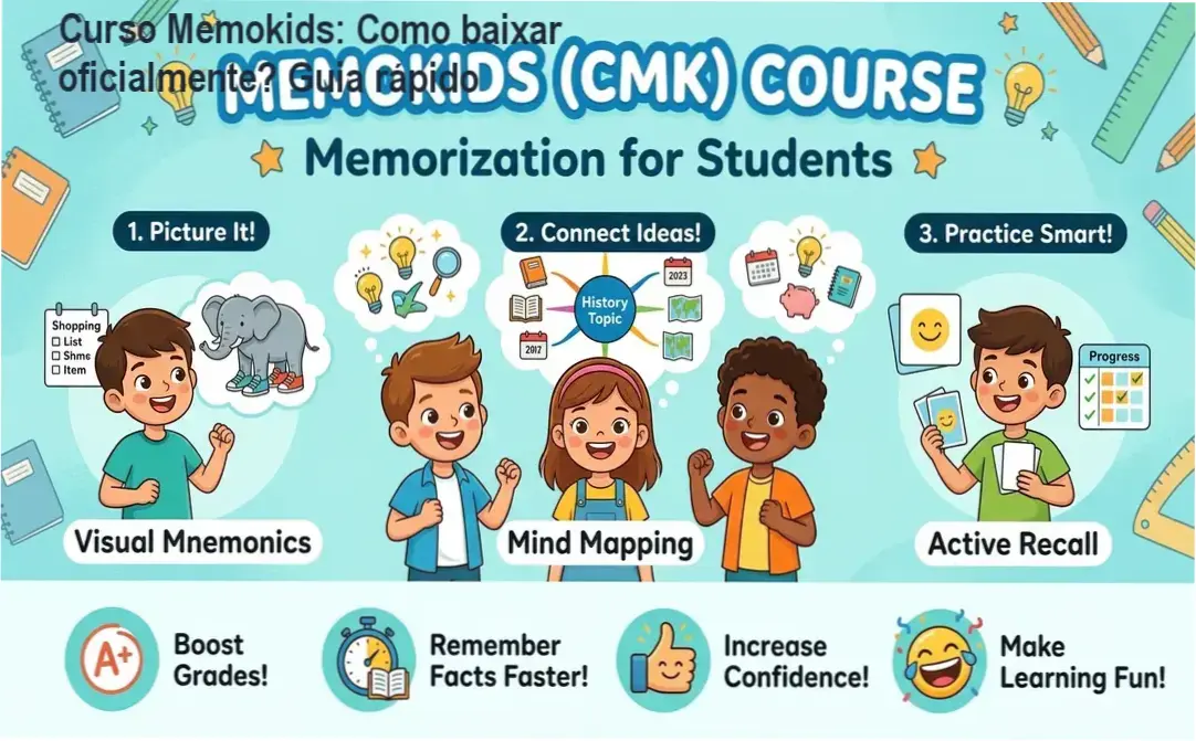 Tela mostrando o acesso oficial ao Curso Memokids de memorização para estudantes
