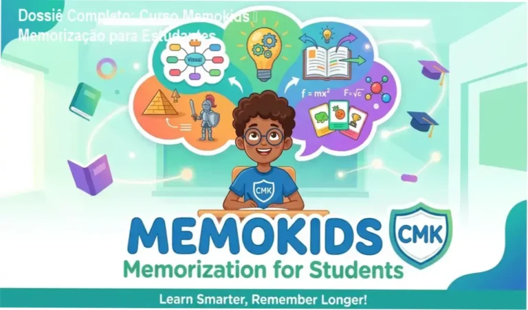 Capa do Curso Memokids mostrando técnicas de memorização para estudantes