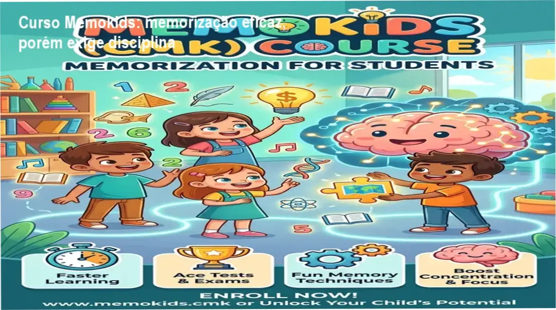 Curso Memokids: memorização eficaz, porém exige disciplina 1 Curso de Memorização PDF Curso Memokids / Renato Alves | cronograma de 15 módulos, dedicação diária
