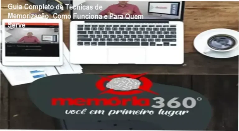 Ilustração do Guia de Técnicas de Memorização mostrando exercícios e estratégias mentais