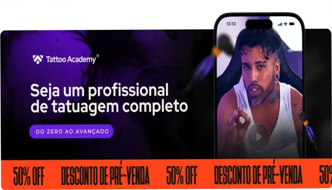 Raphael Salles: é possível viver de tatuagem sem saber desenhar? 1 Curso de Memorização PDF Raphael Salles apresentando o curso Tattoo Academy para iniciantes que querem viver de tatuagem