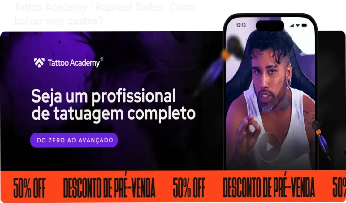 Tattoo Academy – Raphael Salles: Como baixar sem custos? 1 Curso de Memorização PDF Tela mostrando a página oficial para download do curso Tattoo Academy de Raphael Salles