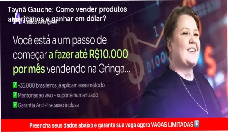 Taynã Gauche apresentando a Formação Afiliado Avançado para gerar renda em dólar