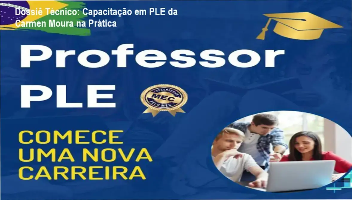 Infográfico detalhando a metodologia de ensino de português para estrangeiros da Prof. Carmen Moura