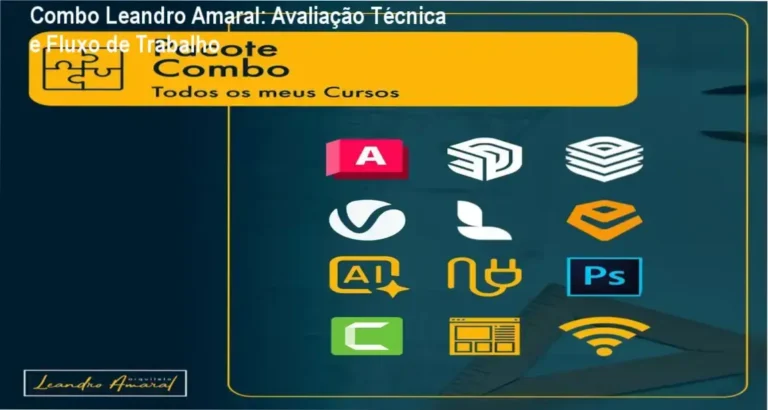 Interface do Combo de Cursos do Arquiteto Leandro Amaral mostrando ferramentas de IA e softwares de renderização