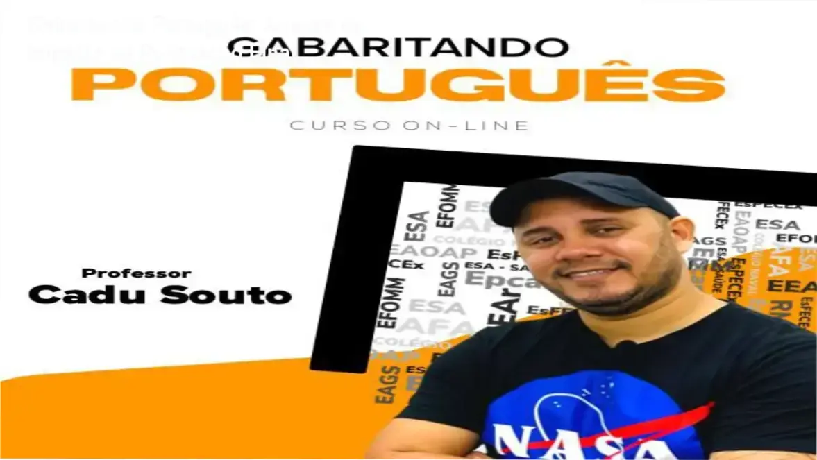 Interface do curso Gabaritando Português com materiais de apoio e aulas do Professor Cadu Souto