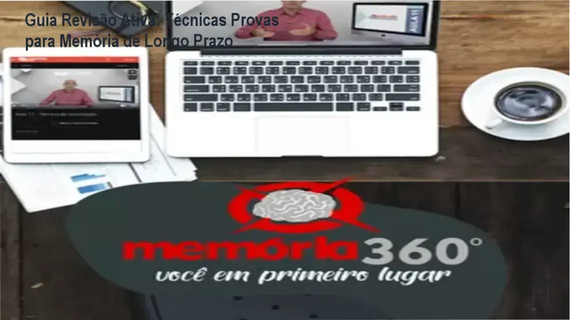 Capa do guia completo sobre revisão ativa exibindo fluxograma de técnicas de recuperação mental e retenção de memória