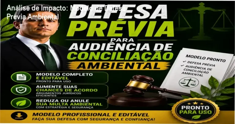 Documento de modelo de defesa prévia para audiência de conciliação ambiental em dispositivo digital