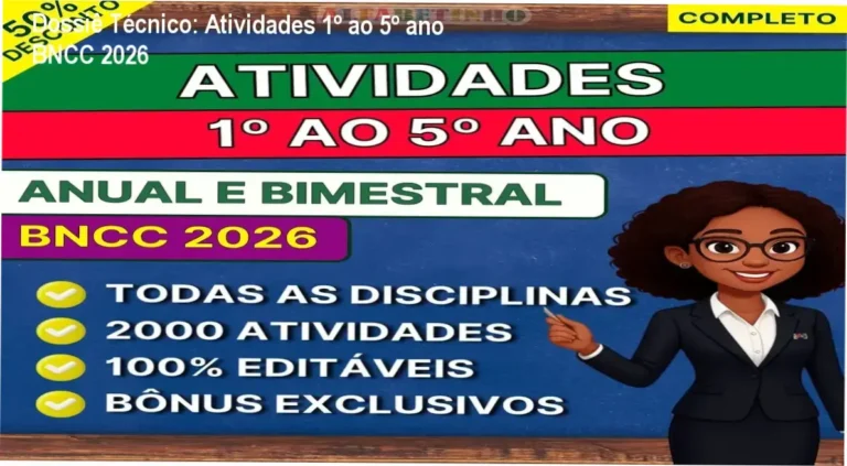 Conjunto de atividades pedagógicas editáveis para Ensino Fundamental 1 alinhadas à BNCC 2026