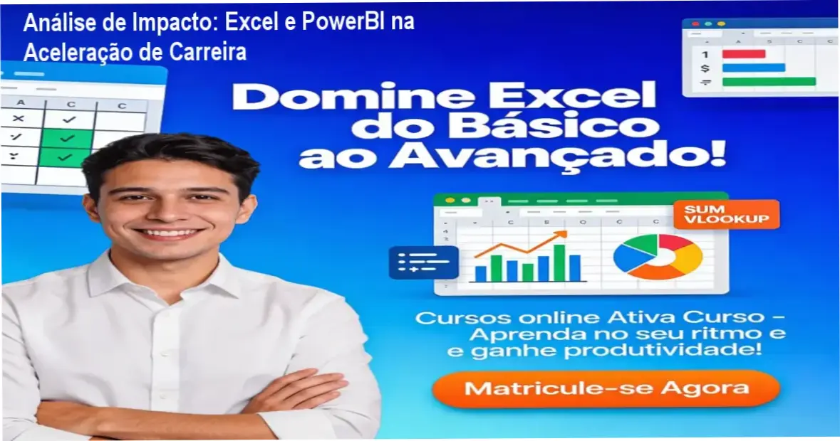 Interface do curso de Excel Básico e Avançado com PowerBI da Ativa Curso destacando a certificação profissional