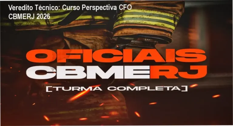 Infográfico detalhando a metodologia e estrutura do Curso Perspectiva para CFO CBMERJ