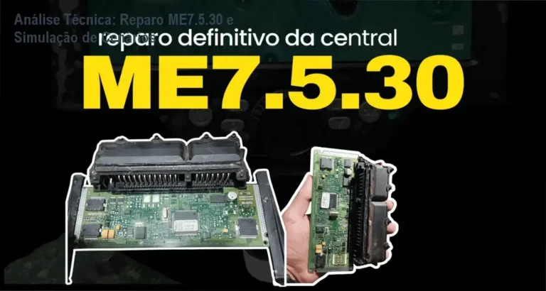 Técnico realizando diagnóstico de bancada na central automotiva Bosch ME7.5.30