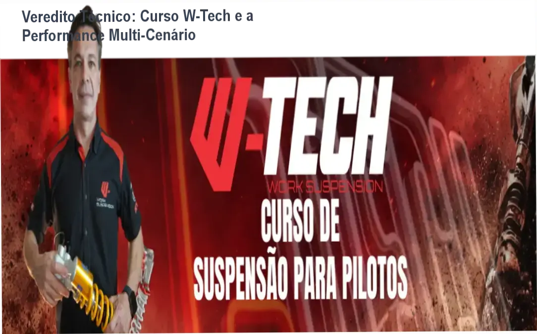 Veredito Técnico: Curso W-Tech e a Performance Multi-Cenário 1 Curso de Memorização PDF Piloto ajustando a suspensão de uma moto off-road seguindo a metodologia técnica do curso W-Tech