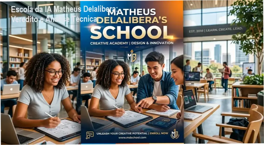 Interface do curso Escola da IA de Matheus Delalibera com foco em criação de vídeos automatizados