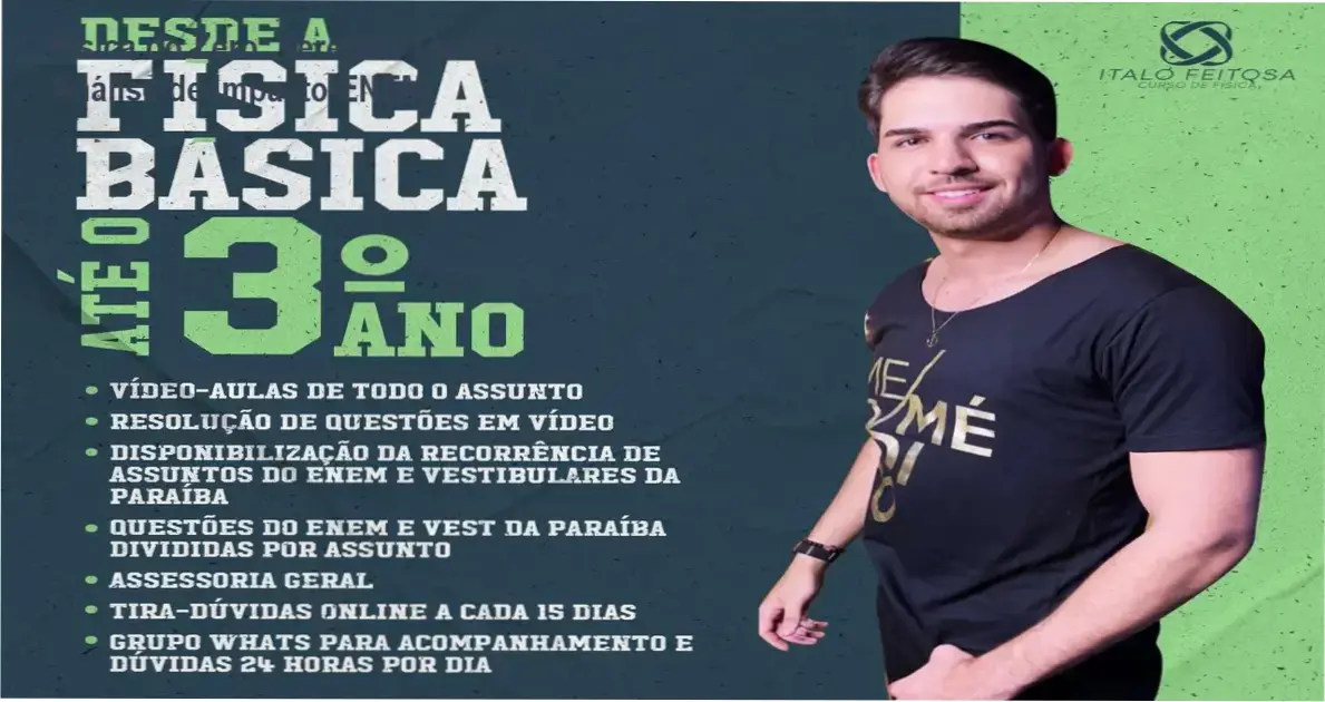 Infográfico de análise técnica do curso Física do Zero de Ítalo Feitosa