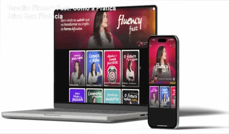 Interface do curso Fluency Fast destacando as aulas de conversação ao vivo