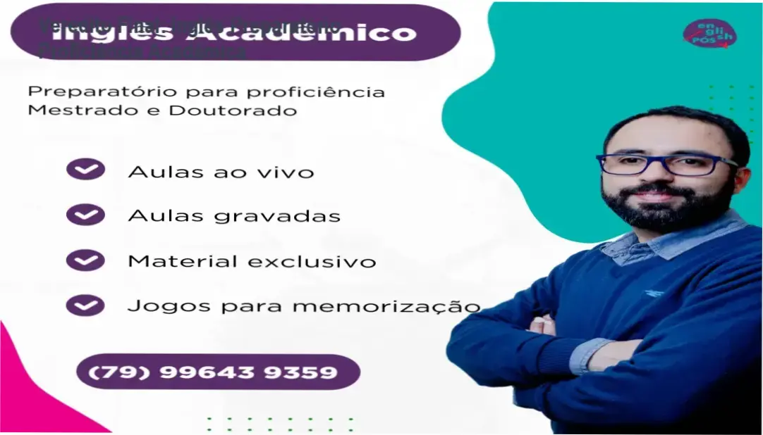 Material de estudo do curso Inglês Preparatório focado em proficiência para Mestrado e Doutorado