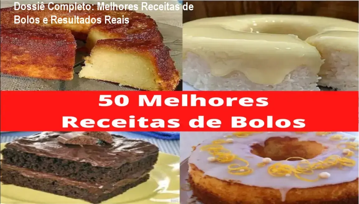 Variedade de bolos gourmet e caseiros do guia Melhores Receitas de Bolos