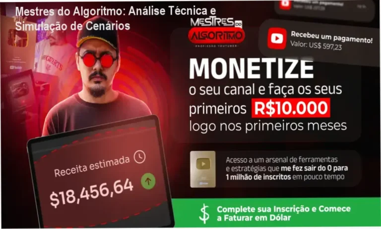 Mestres do Algoritmo: Análise Técnica e Simulação de Cenários 10 Curso de Memorização PDF Infográfico detalhando a estrutura de automação de canais dark do curso Mestres do Algoritmo