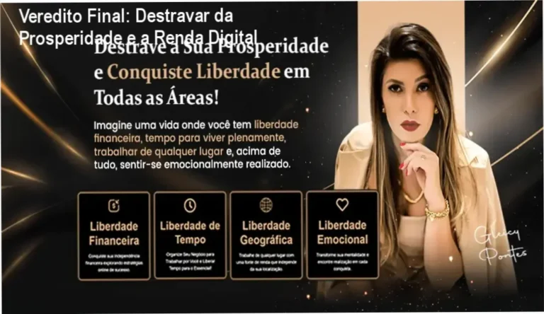 Interface do curso Destravar da Prosperidade focada em liberdade financeira
