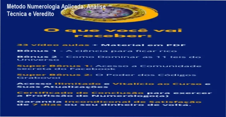 Método Numerologia Aplicada: Análise Técnica e Veredito 6 Curso de Memorização PDF Infográfico de análise técnica sobre o curso Método Numerologia Aplicada de Rafà Almeida