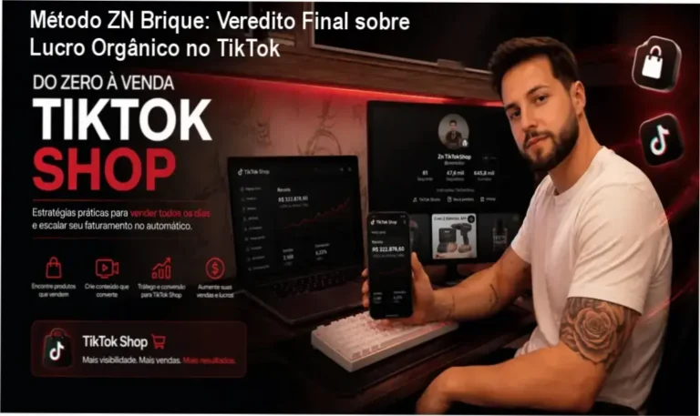 Infográfico demonstrando a estratégia de vendas orgânicas do Método ZN Brique no TikTok
