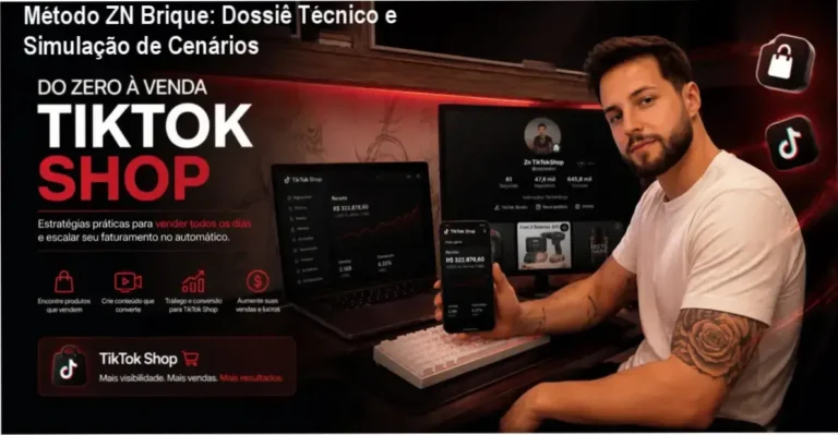 Infográfico de simulação de cenários de lucro orgânico utilizando o Método ZN Brique no TikTok