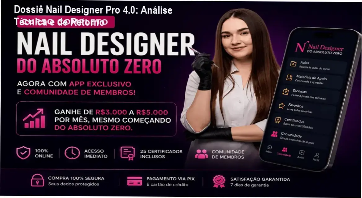 Dossiê Nail Designer Pro 4.0: Análise Técnica e de Retorno 1 Curso de Memorização PDF Visão detalhada das técnicas de alongamento e certificados do curso Nail Designer Pro 4.0
