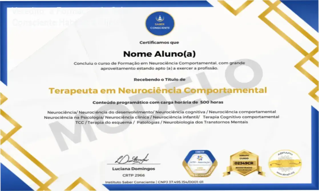 Diagrama técnico da Formação em Neurociência Comportamental do Instituto Saber Consciente