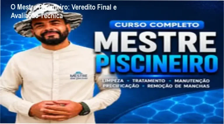 O Mestre Piscineiro: Veredito Final e Avaliação Técnica 2 Curso de Memorização PDF Interface do treinamento O Mestre Piscineiro focada em capacitação técnica de manutenção de piscinas