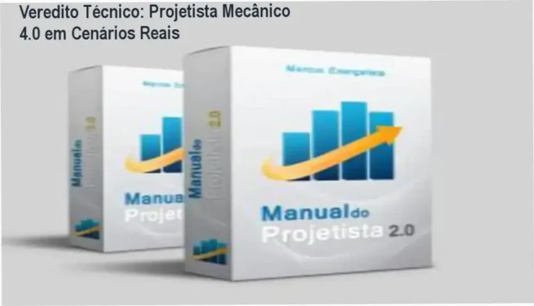 Veredito Técnico: Projetista Mecânico 4.0 em Cenários Reais 3 Curso de Memorização PDF Interface do curso Projetista Mecânico 4.0 demonstrando a lógica de projeto de máquinas industriais