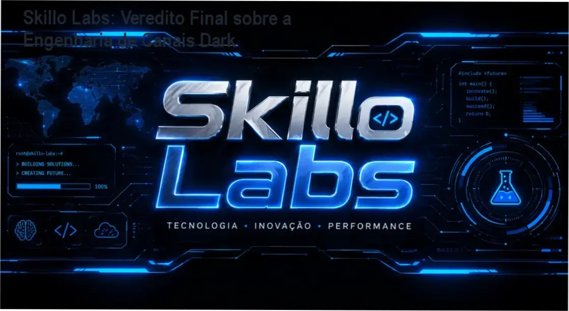 Infográfico detalhando a metodologia de canais dark do curso Skillo Labs