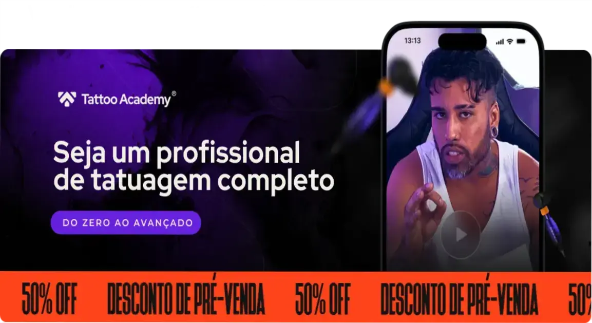 Veredito Técnico: Tattoo Academy e o Caminho ao 1º Cliente 1 Curso de Memorização PDF Interface do curso Tattoo Academy de Raphael Salles com foco em técnicas de tatuagem profissional