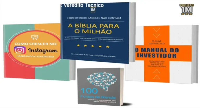 Combo Projeto Milhão: Veredito Técnico e Análise de Impacto 2 Curso de Memorização PDF Infográfico detalhando os pilares do Combo Projeto Milhão: Finanças, Instagram e Investimentos
