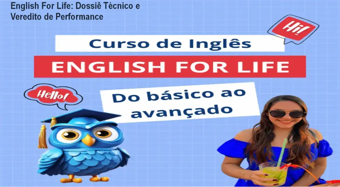 Interface do curso English For Life com módulos de níveis A1 a C1 e materiais de apoio