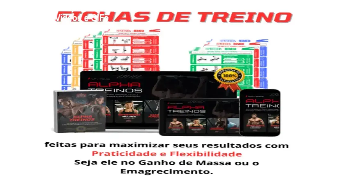 Visualização do Guia Completo de Treinos com demonstrações em GIFs e vídeos para exercícios