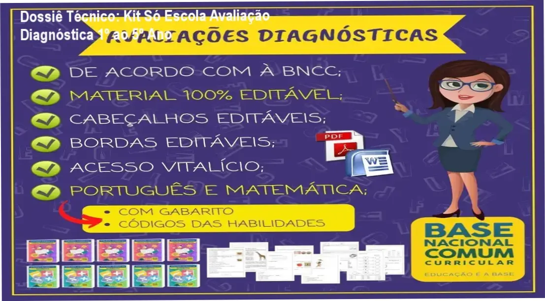 Kit de Avaliação Diagnóstica do 1º ao 5º ano alinhado à BNCC para professores