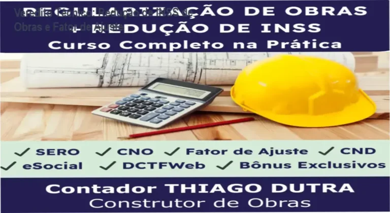 Veredito Técnico: Redução de INSS de Obras e Fator de Ajuste 3 Curso de Memorização PDF Infográfico detalhando a redução legal de INSS de obras através do Fator de Ajuste no sistema SERO